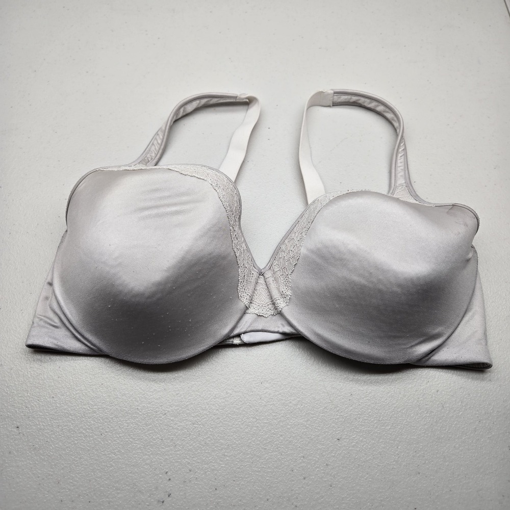 Lilyette Women Bra 40C Light Gray T Shirt Underwired Lace Strap